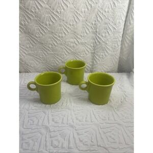Set 3 Fiesta Ware Coffee Mugs Green HLC USA Fiestaware Cups